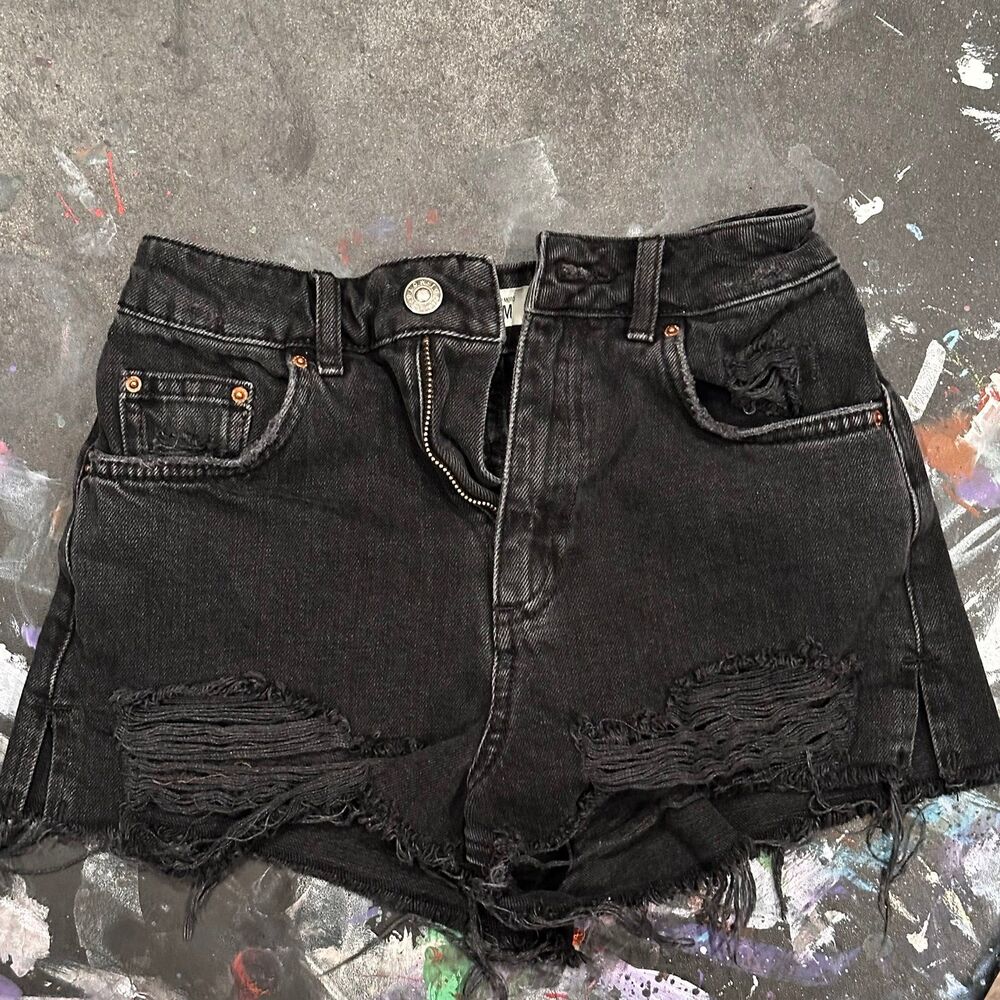 Topshop Moto Mom Denim Shorts Sz 2 black